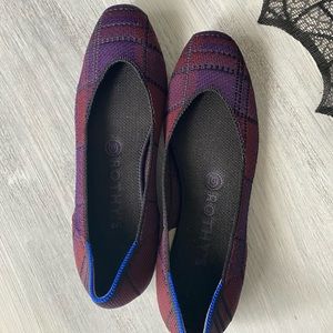 Square Plaid Rothys Flats Size 7.5 EUC